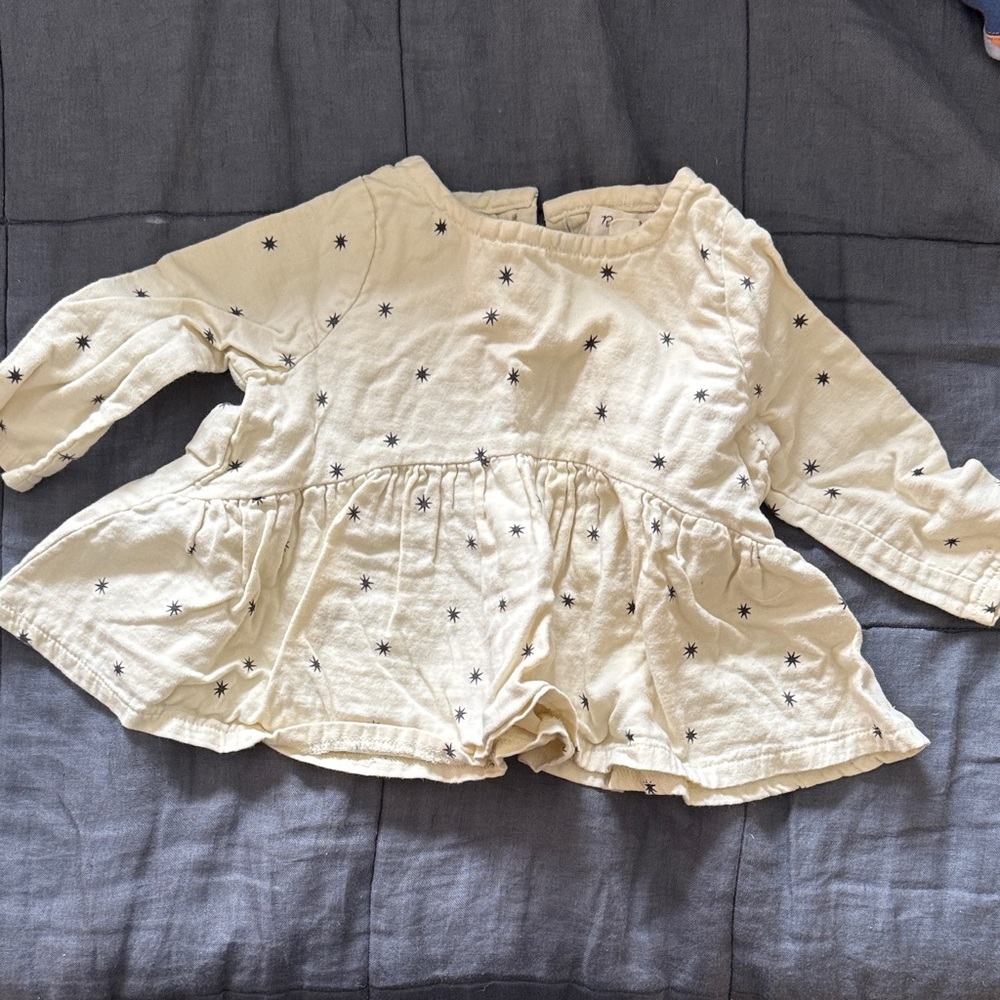 Rylee + Cru Ivory Baby Dress with Star Design
